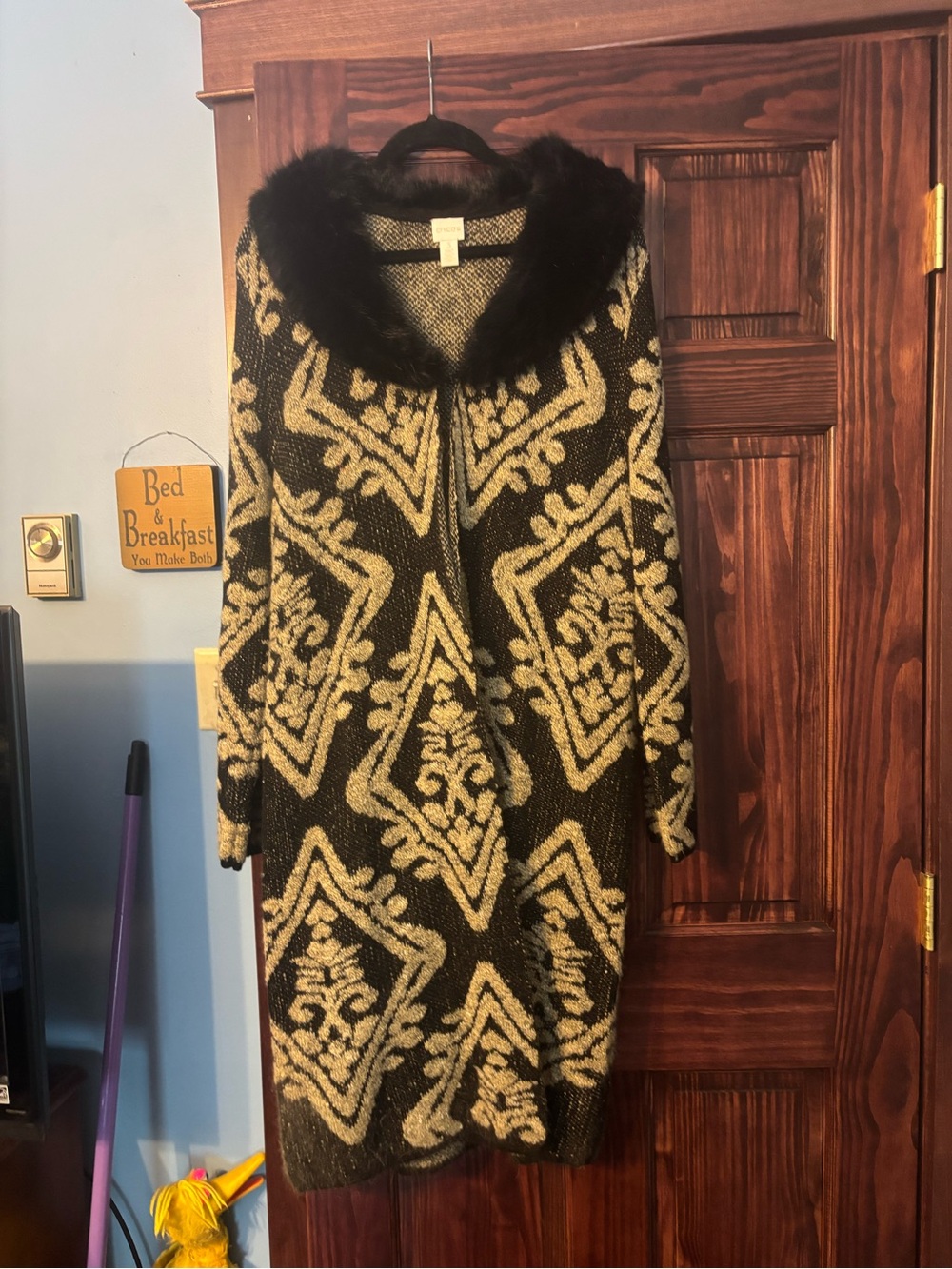 Chico's Black and Gold Metallic Knit Sweater coat